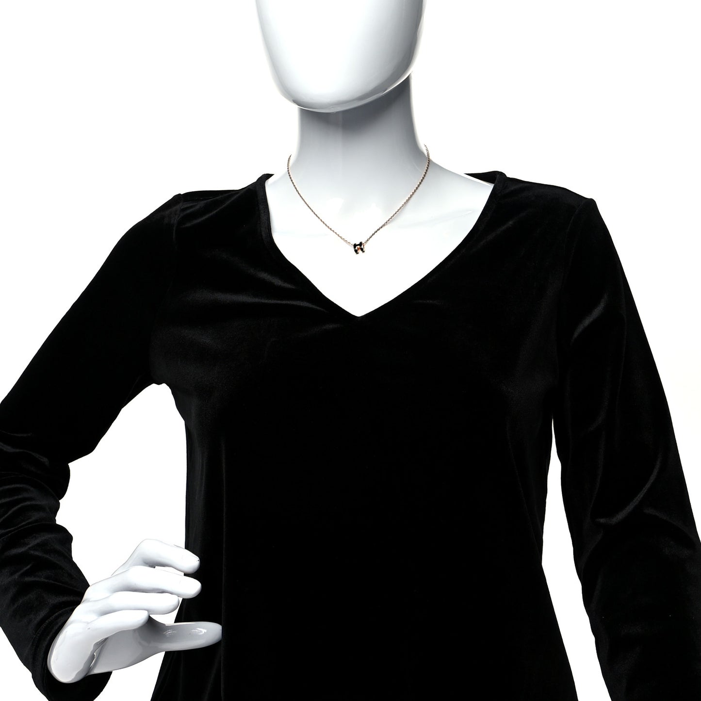 Lacquered Rose Gold Mini Pop H Pendant Necklace Black