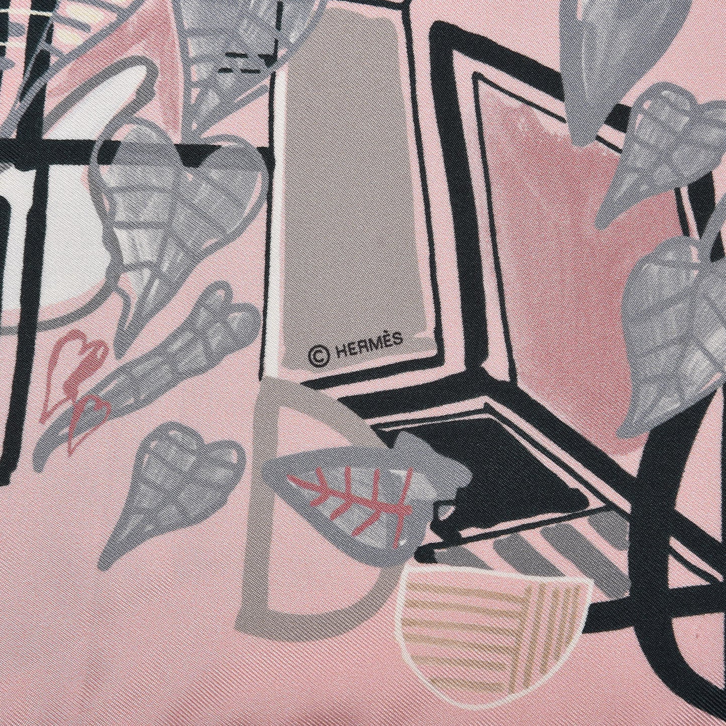 Silk Modernisme Tropical Scarf 90 Rose Pale Argile Gris