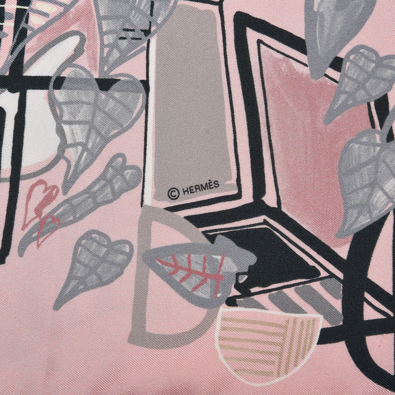 Hermes Silk Modernisme Tropical Scarf 90 Rose Pale Argile Gris 4 of 6