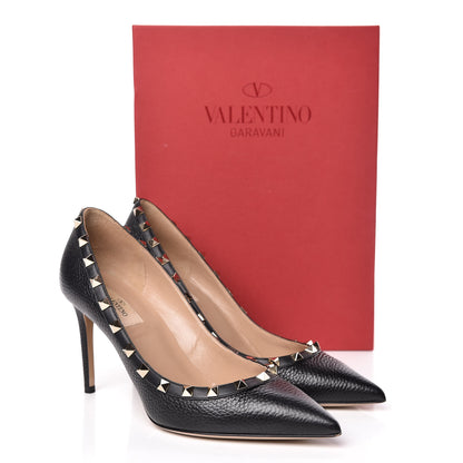Valentino Garavani Pebbled Calfskin Rockstud 85mm Pumps 39.5 Black 12 of 12