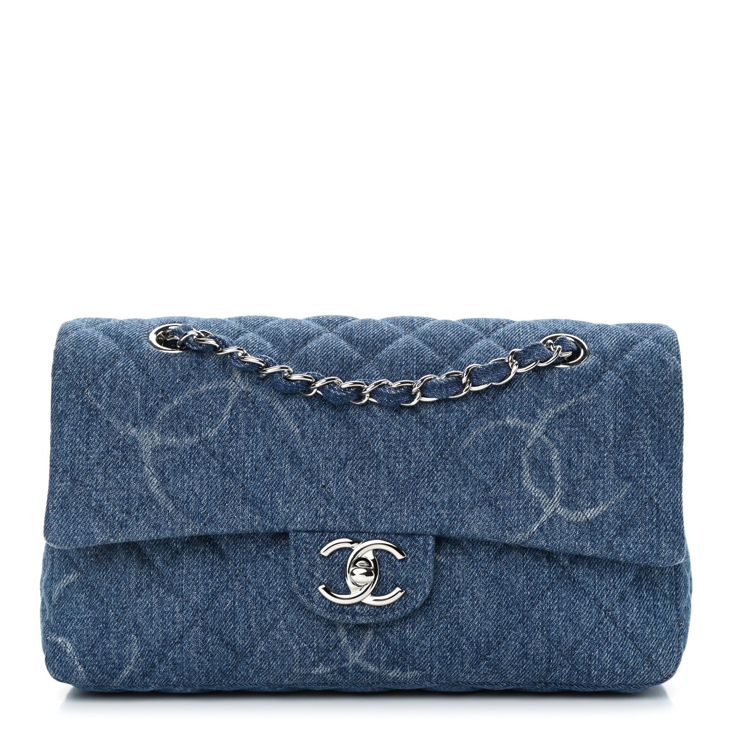 Chanel Denim Quilted CC Print Medium Single Flap Blue 1 of 11