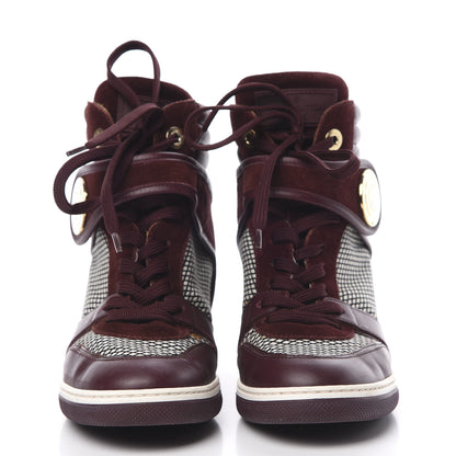 Louis Vuitton Calfskin Suede Postmark Wedge Sneakers 37 Bordeaux 2 of 10