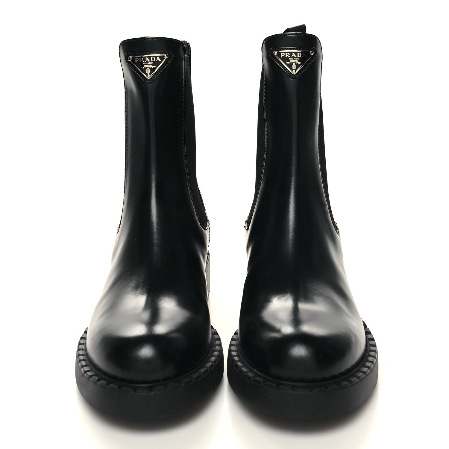 Prada Spazzolato Metal Triangle Logo 50mm Chelsea Boots 38 Black 2 of 8