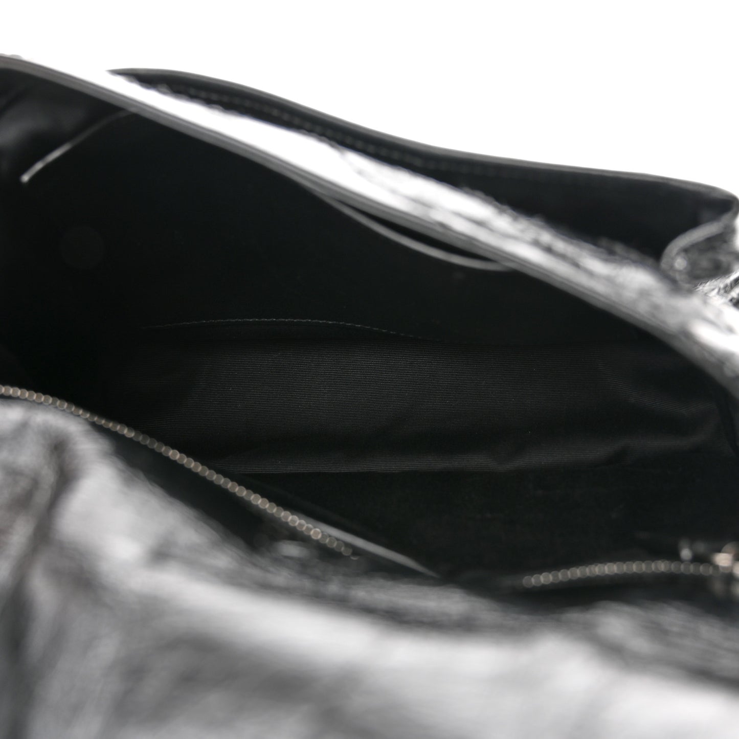 Crinkled Calfskin Matelasse Monogram Medium Niki Chain Satchel Black