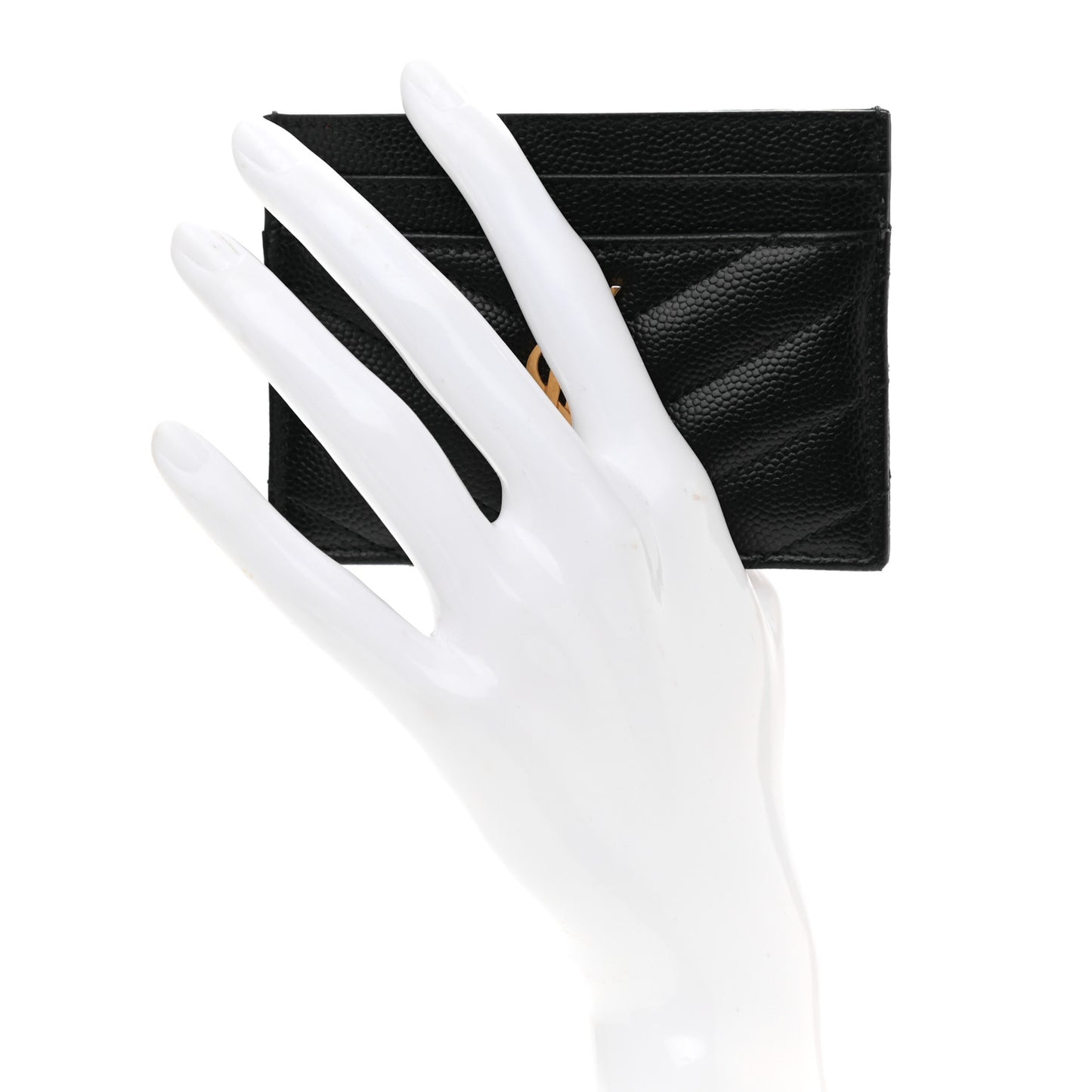 Grain De Poudre Matelasse Chevron Monogram Credit Card Case Black