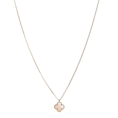 Van Cleef & Arpels 18K Yellow Gold Mother of Pearl Sweet Alhambra Pendant Necklace 1 of 10
