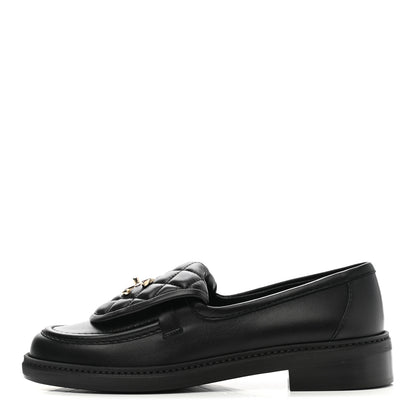 Chanel Lambskin Quilted CC Turnlock Loafers 37 Black 1 of 9