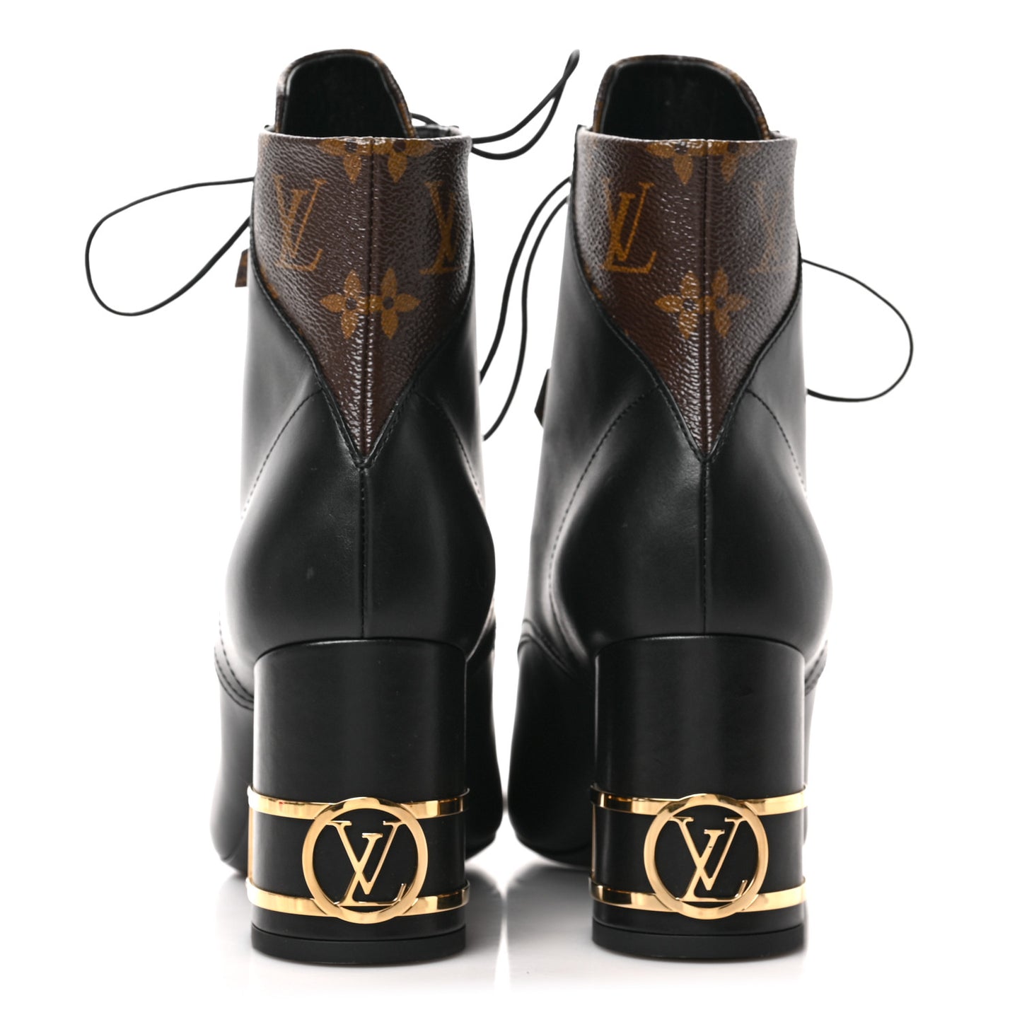 Calfskin Monogram Bliss Lace Up Ankle Boots 39 Black