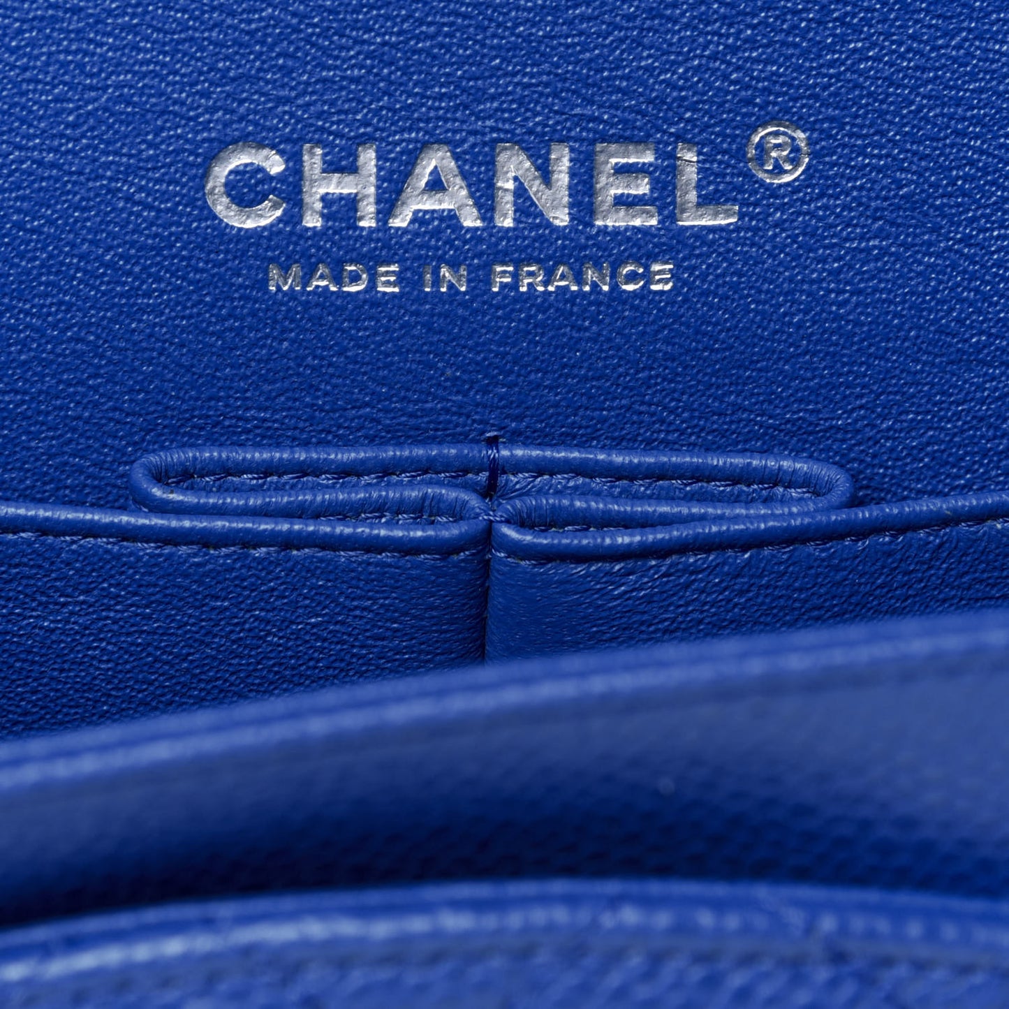 Caviar Quilted Medium Double Flap Blue