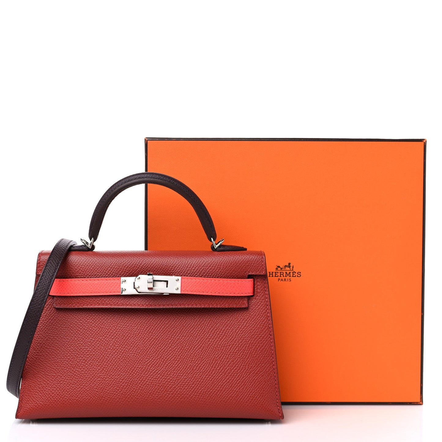Epsom Tri-Color Mini Kelly Sellier 20 Rouge Venetian Rouge Sellier Rose Texas