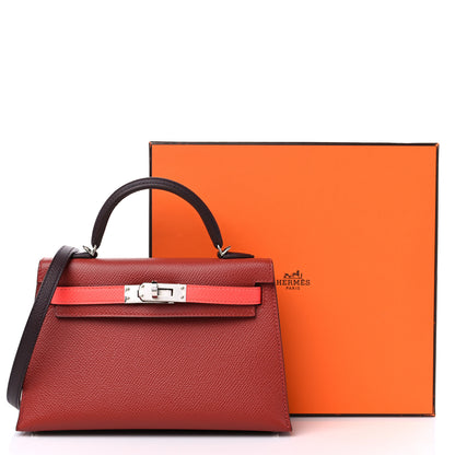 Hermes Epsom Tri-Color Mini Kelly Sellier 20 Rouge Venetian Rouge Sellier Rose Texas 10 of 10