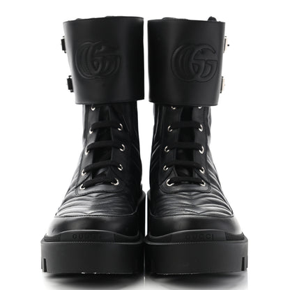 Gucci Nappa Frances GG Matelasse Platform Combat Boots 40 Black 2 of 13