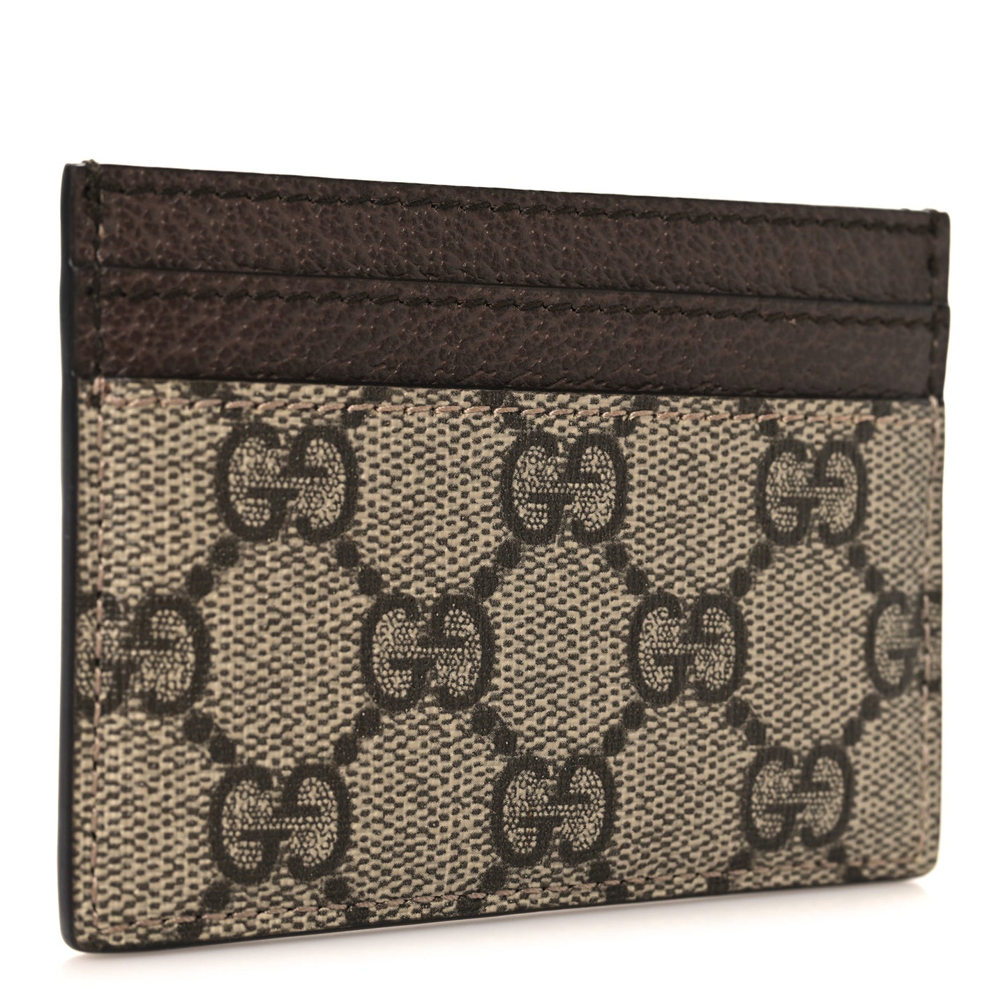 GG Supreme Monogram Textured Dollar Calfskin Ophidia Card Holder Beige Ebony New Acero