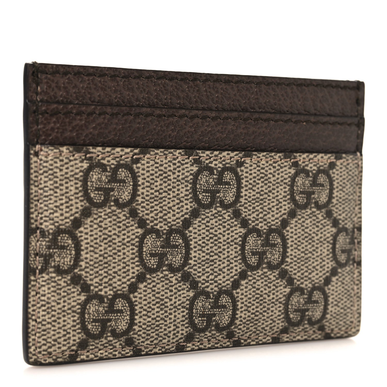 Gucci GG Supreme Monogram Textured Dollar Calfskin Ophidia Card Holder Beige Ebony New Acero 3 of 7