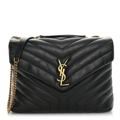 Saint Laurent Calfskin Y Quilted Monogram Medium Loulou Chain Satchel Black 1 of 12