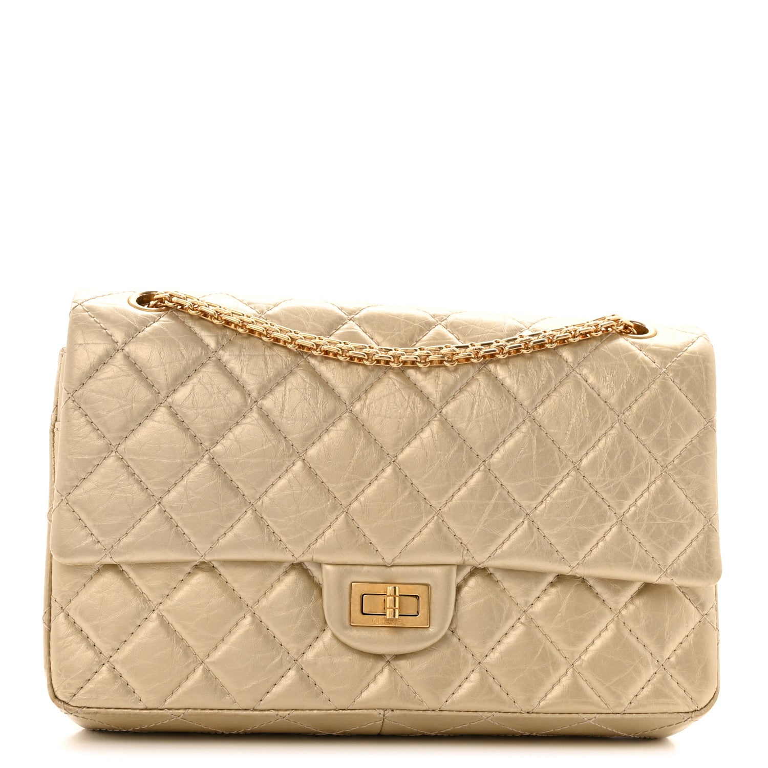 Chanel Metallic Aged Calfskin Quilted 2.55 Reissue 226 Flap Pale Gold 1 of 14
