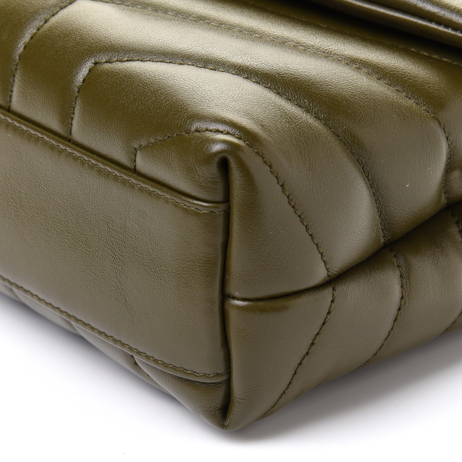 Saint Laurent Calfskin Y Quilted Monogram Toy Loulou Crossbody Bag Military Olive 11 of 13