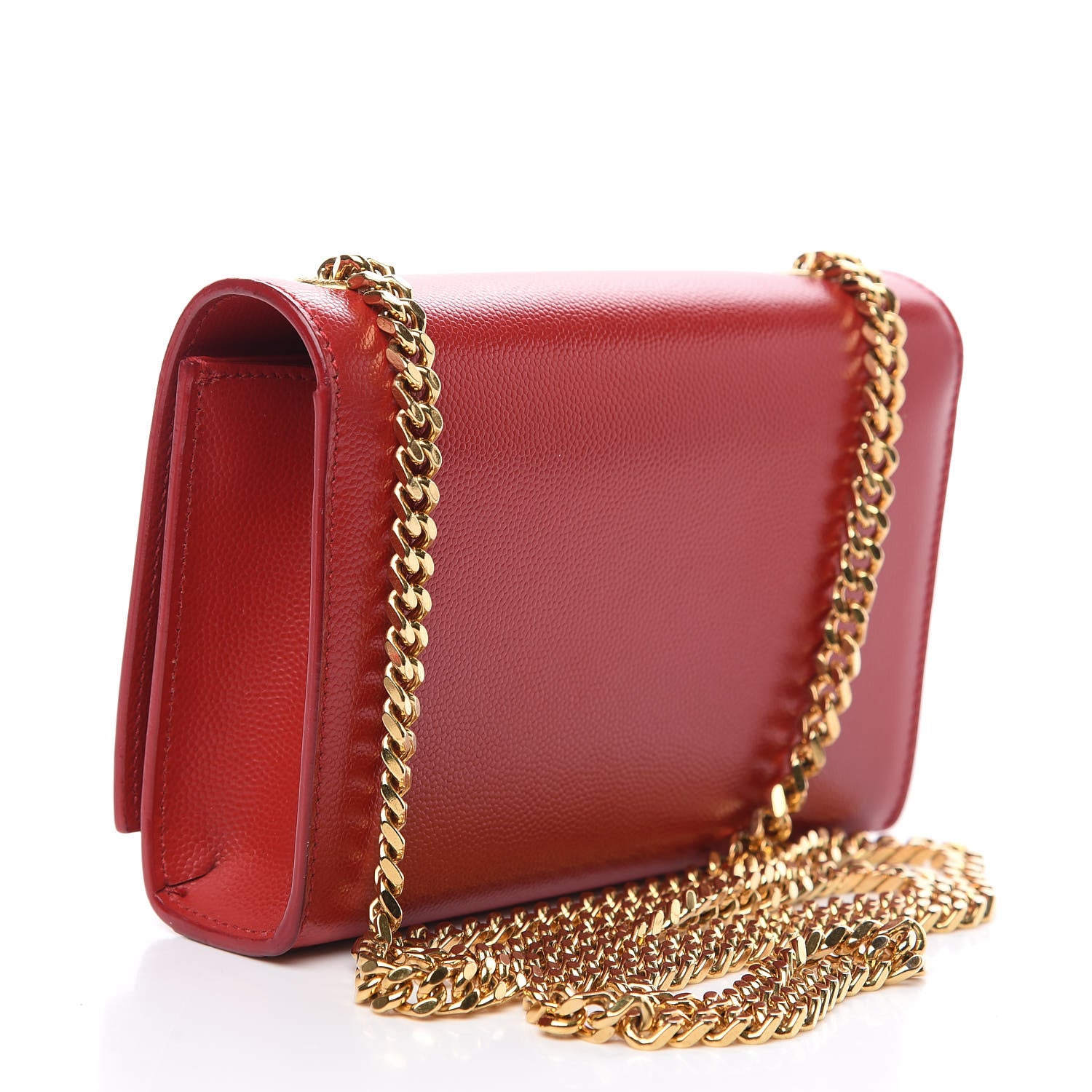Saint Laurent Grain De Poudre Small Monogram Kate Satchel Red 2 of 11