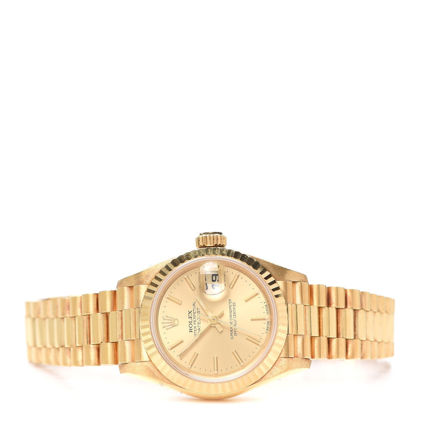 18K Yellow Gold 26mm Oyster Perpetual Datejust President Watch Champagne 69178