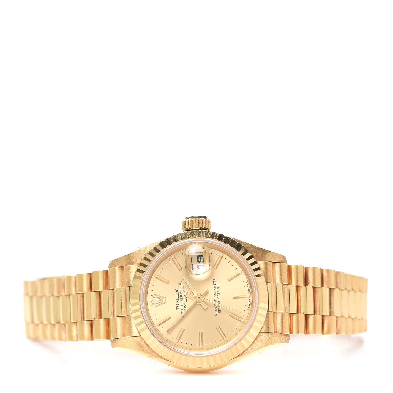 Rolex 18K Yellow Gold 26mm Oyster Perpetual Datejust President Watch Champagne 69178 2 of 6
