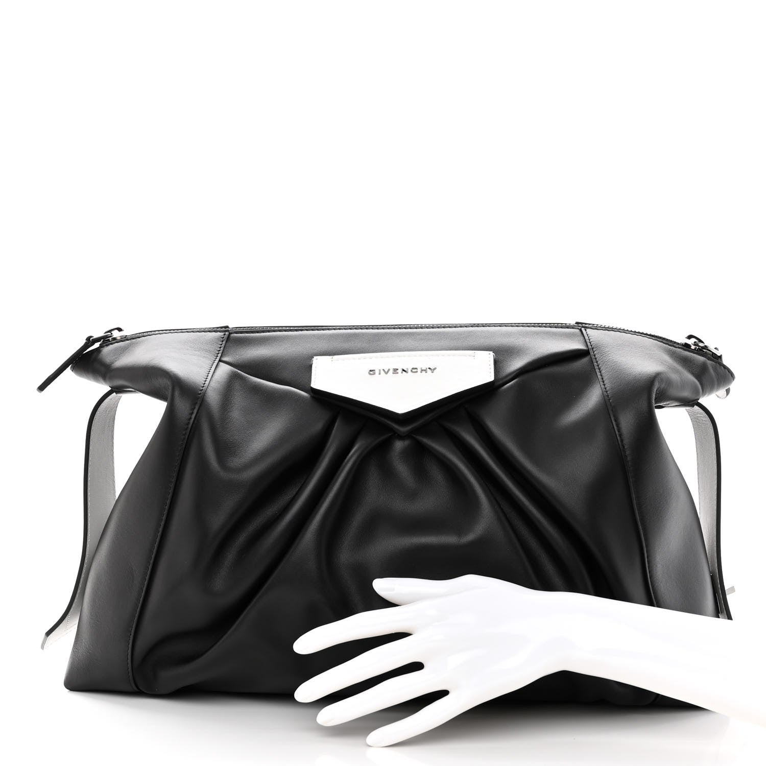 Givenchy Calfskin Antigona Large Soft Clutch Black White 2 of 9