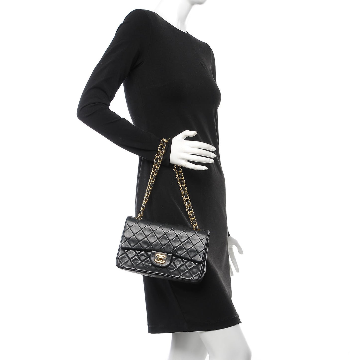 Lambskin Quilted Small Double Flap Black
