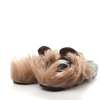 Gucci Velvet GG Monogram Fur Womens Princetown Slippers 35.5 Avio Dusty Pink 4 of 10