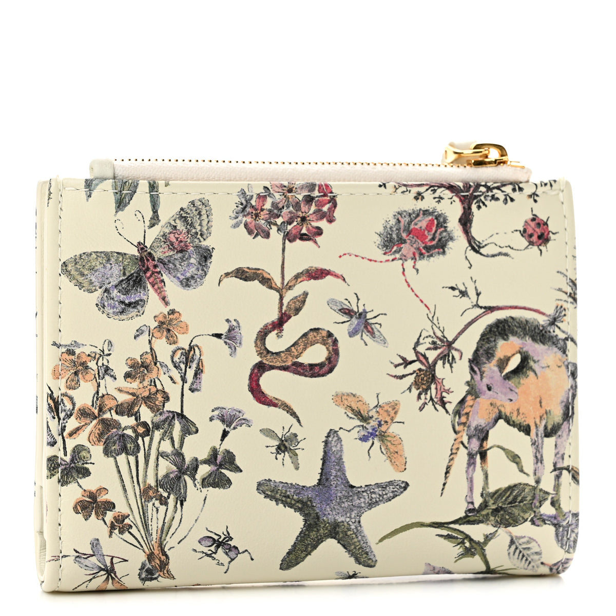 Calfskin Cabinet De Curiosites Print Caro XS Wallet White Multicolor