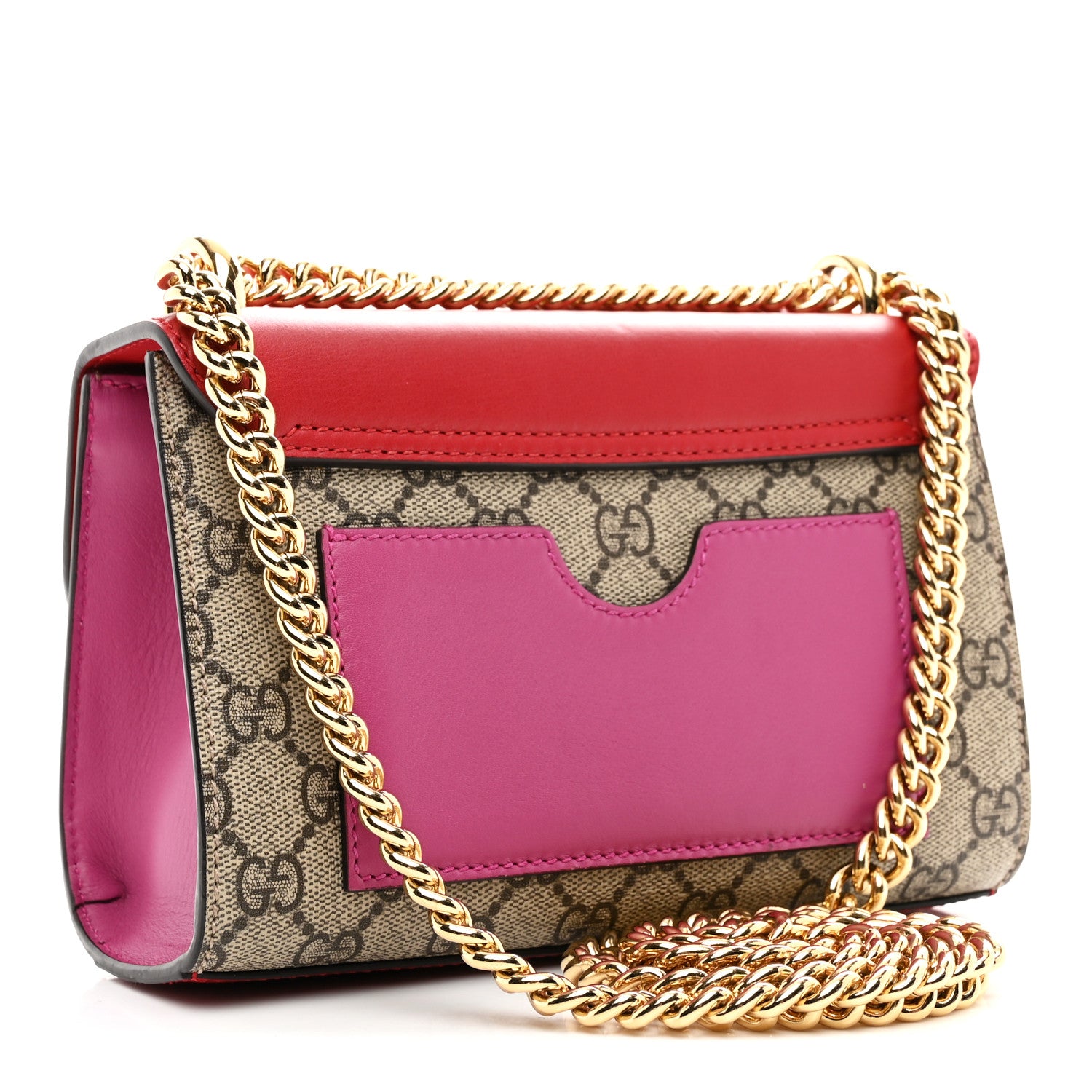 Gucci GG Supreme Monogram Calfskin Small Padlock Shoulder Bag Beige Hibiscus Red New Rosette 3 of 10