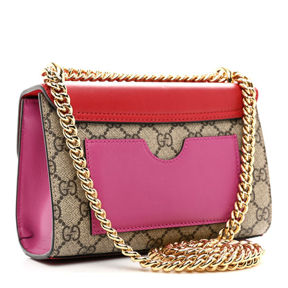 Gucci GG Supreme Monogram Calfskin Small Padlock Shoulder Bag Beige Hibiscus Red New Rosette 3 of 10