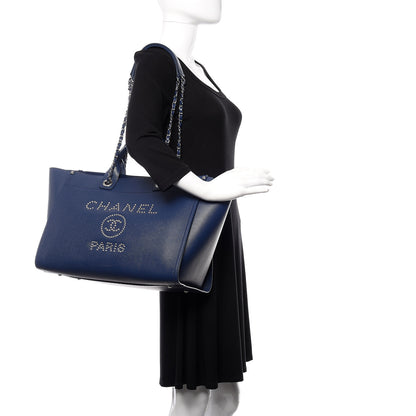 Chanel Caviar Large Studded Deauville Tote Navy 2 of 13