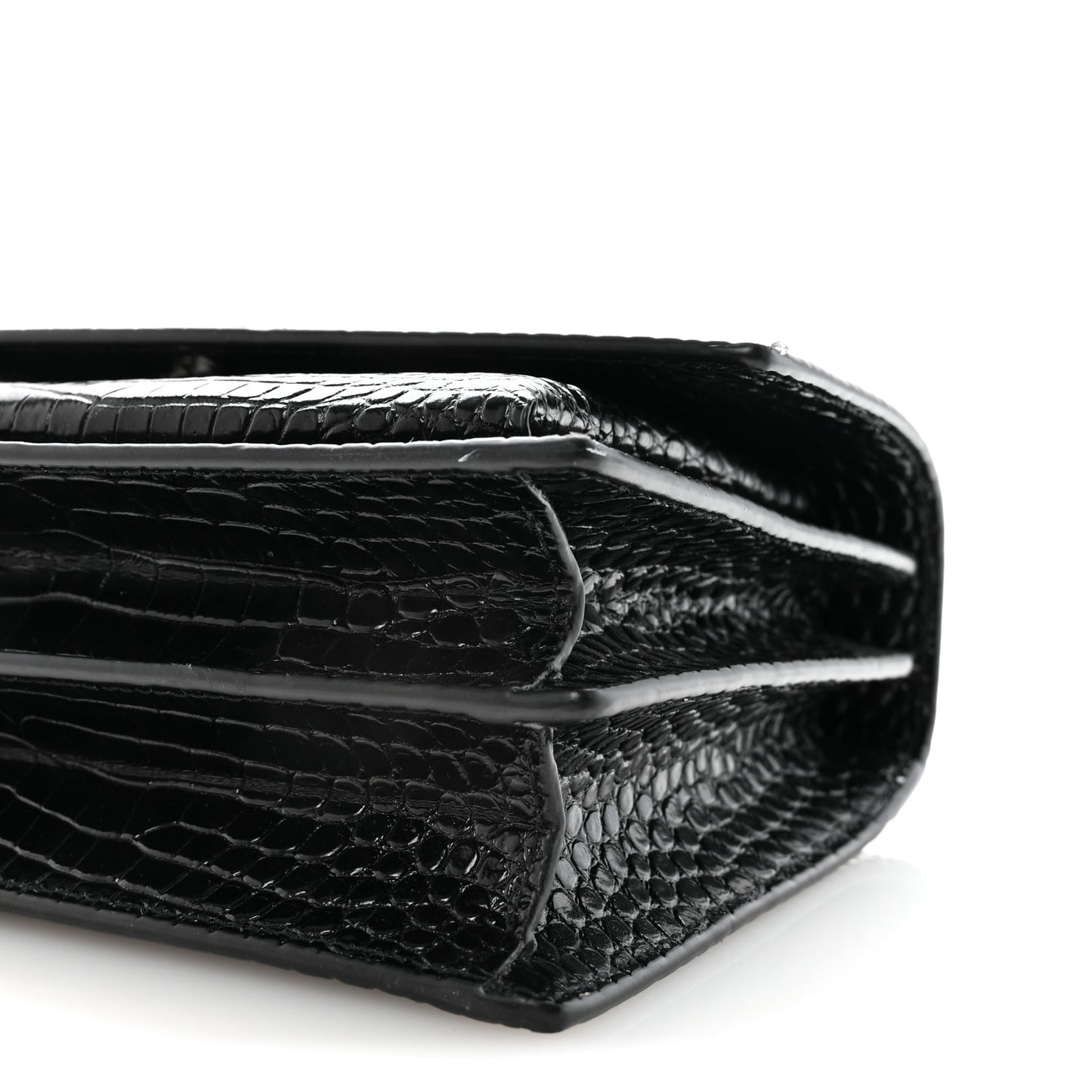 Calfskin Crocodile Embossed Medium Monogram Sunset Black