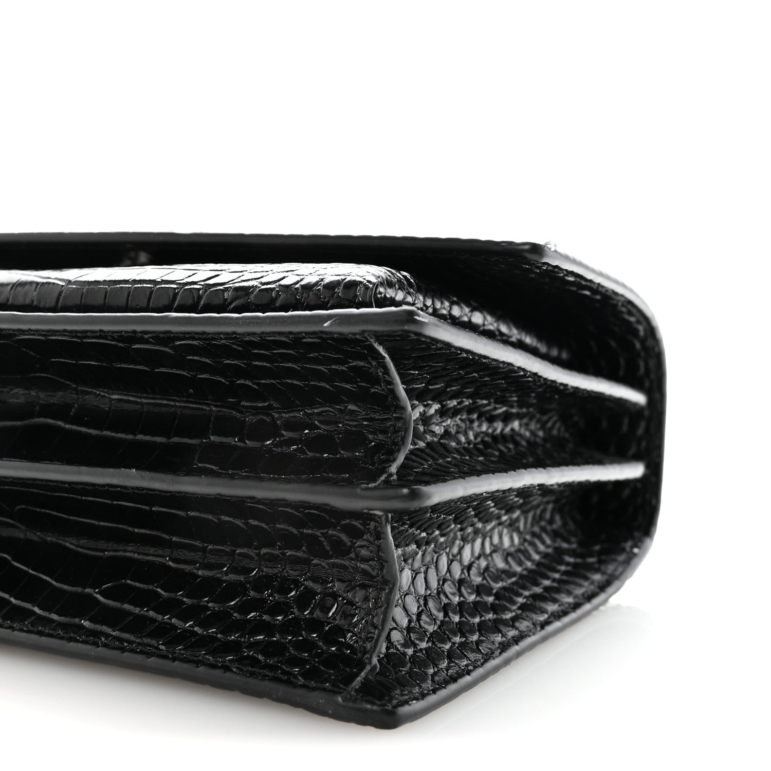 Saint Laurent Calfskin Crocodile Embossed Medium Monogram Sunset Black 9 of 9