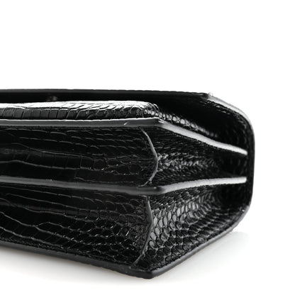 Saint Laurent Calfskin Crocodile Embossed Medium Monogram Sunset Black 9 of 9