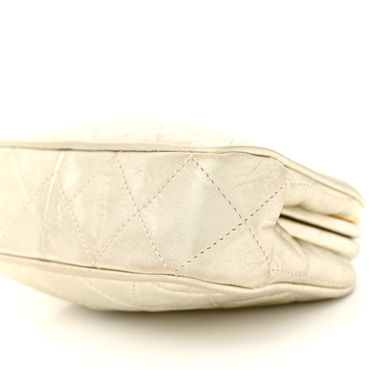 Metallic Lambskin Quilted CC Kiss Lock Evening Clutch Gold