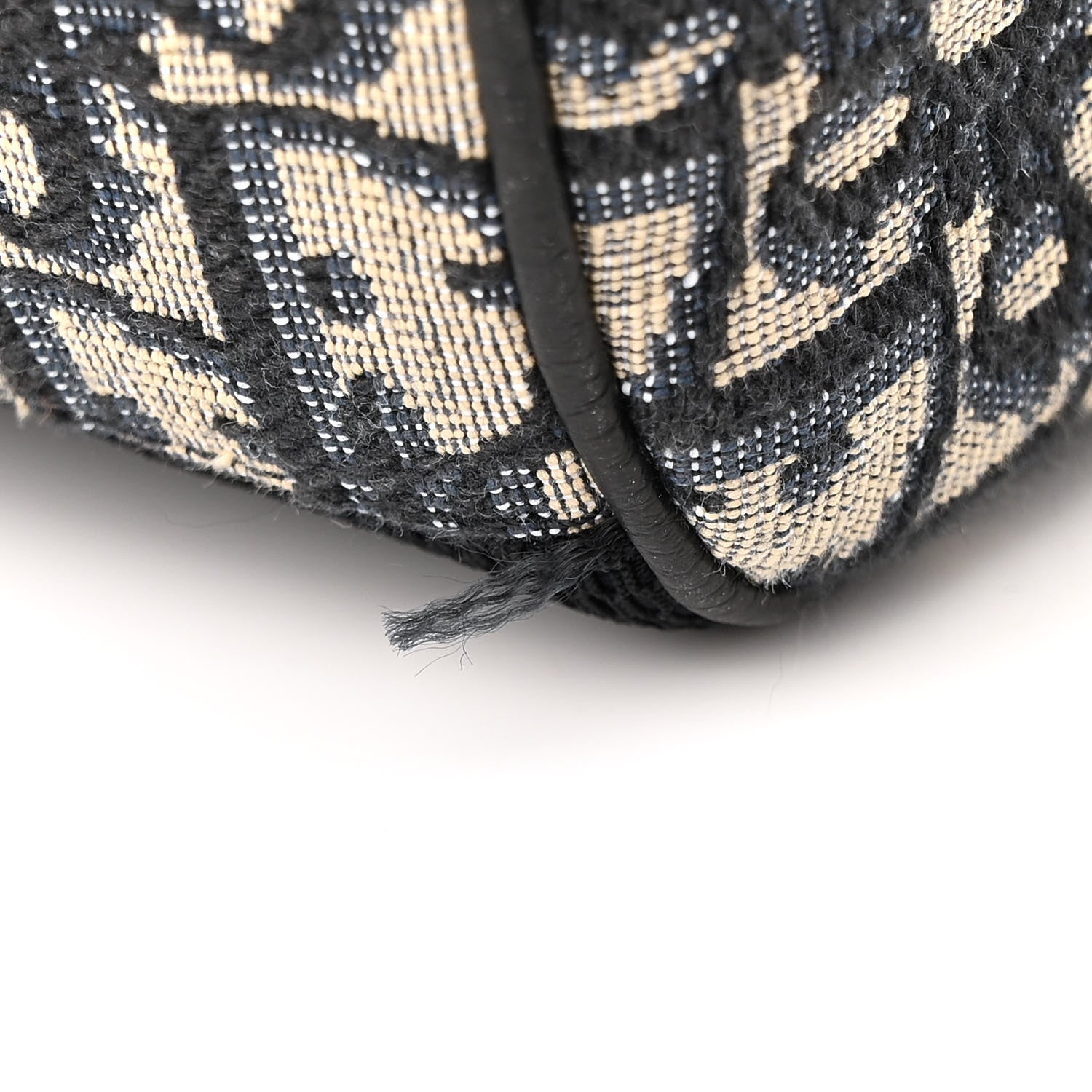 Christian Dior Oblique Jacquard Grained Calfskin Drawstring Saddle Backpack Beige Black 11 of 11