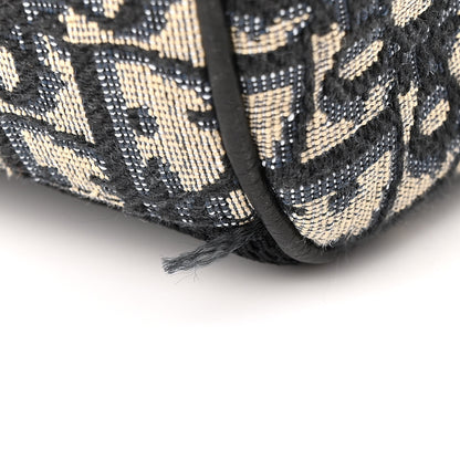 Christian Dior Oblique Jacquard Grained Calfskin Drawstring Saddle Backpack Beige Black 11 of 11