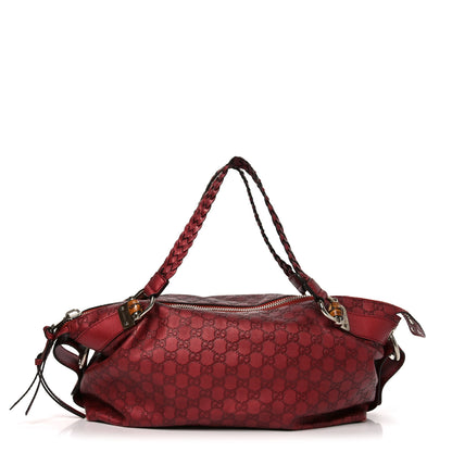 Gucci Metallic Guccissima Medium Bamboo Bar Tote Red 1 of 10