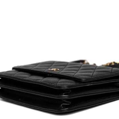 Chanel Caviar Quilted Square Wallet On Chain WOC Black 10 of 13