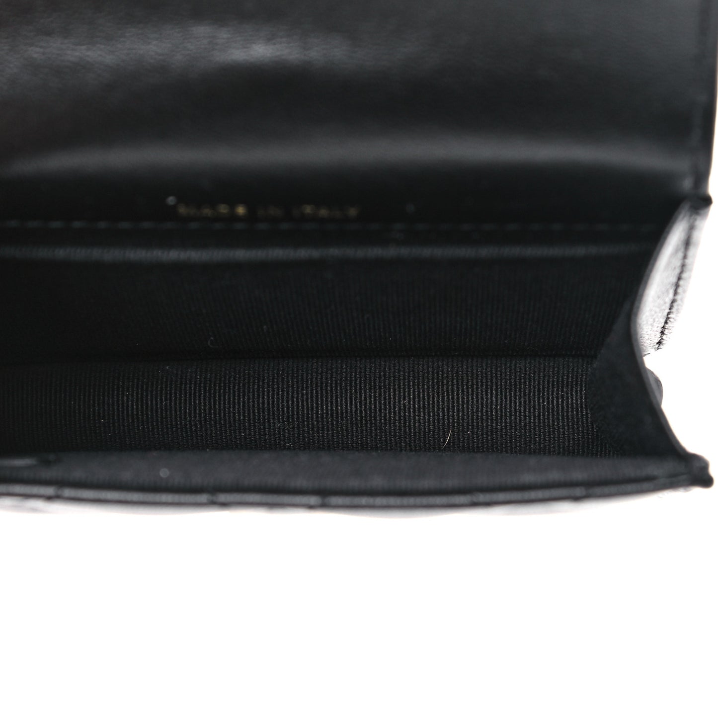 Lambskin Quilted CC Hook Card Holder Black