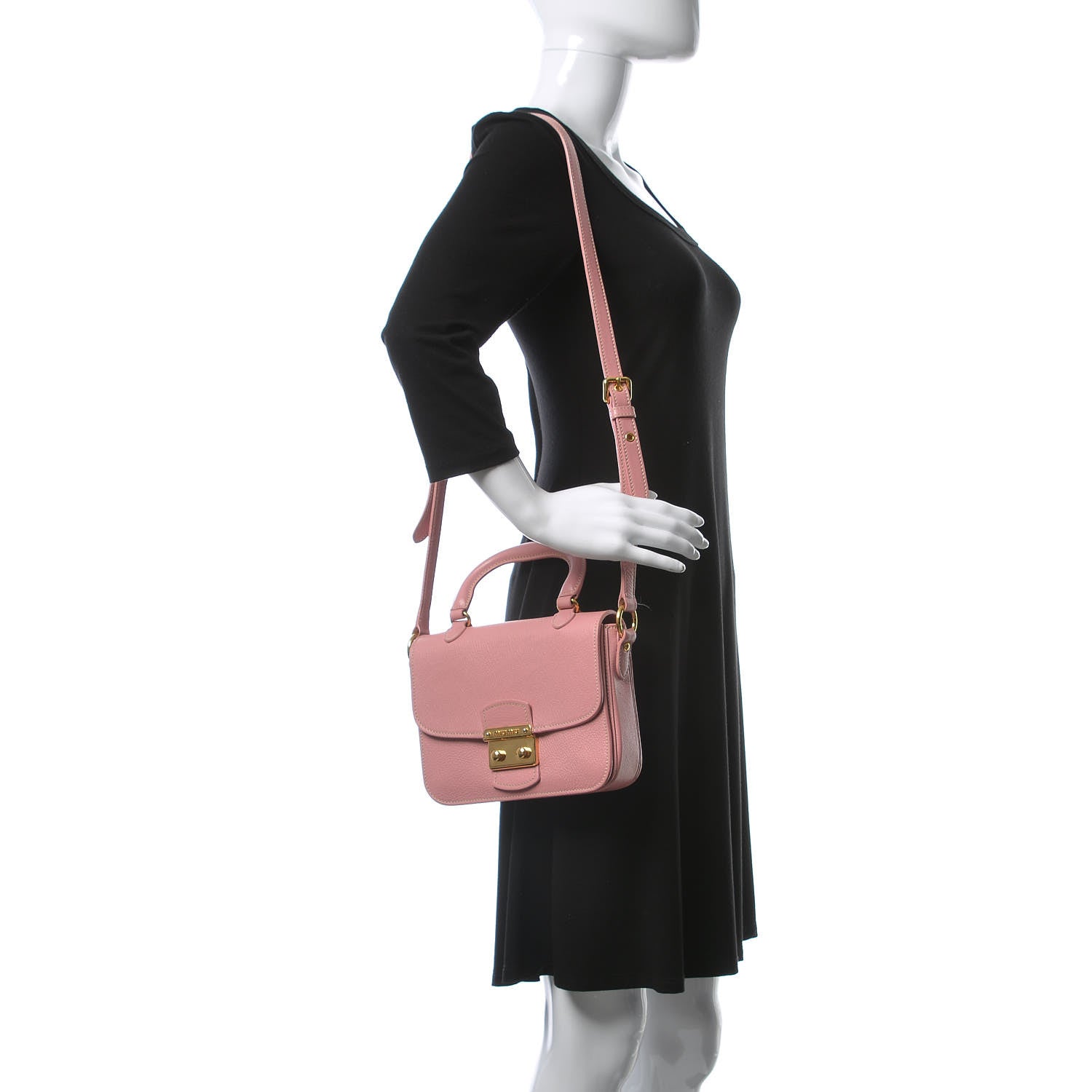 Miu Miu Goatskin Madras Shoulder Bag Rosa 2 of 11