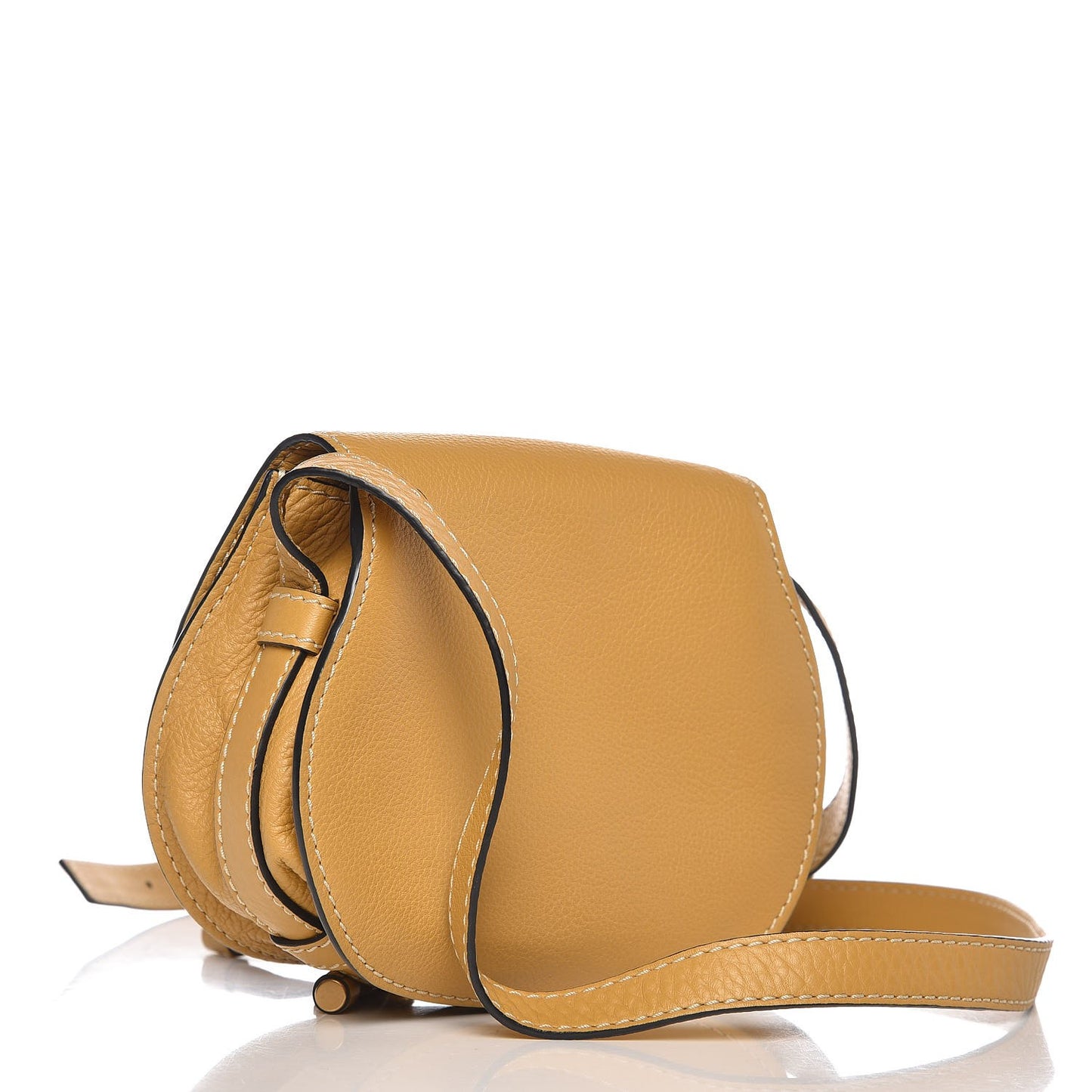 Calfskin Mini Marcie Round Crossbody Bag Curry Yellow