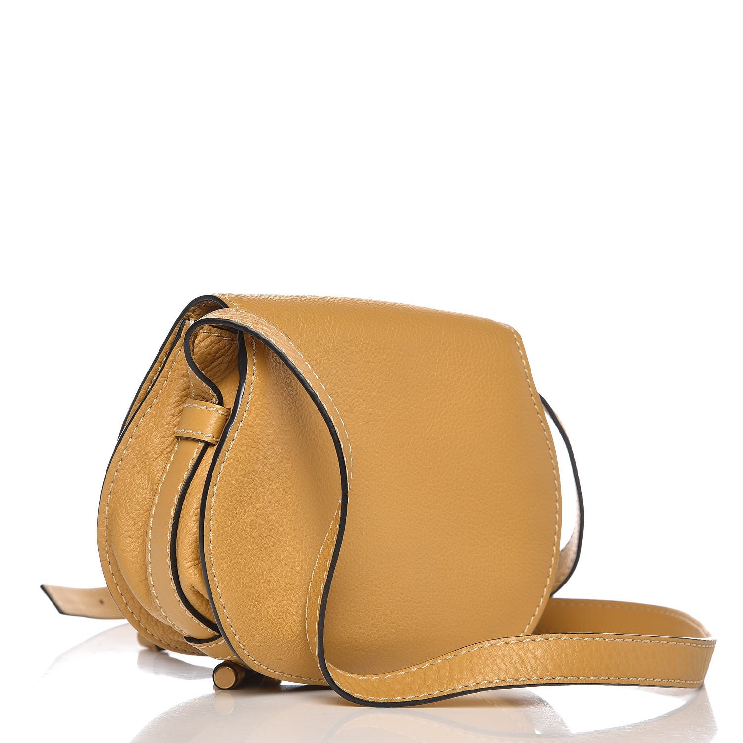 Chloe Calfskin Mini Marcie Round Crossbody Bag Curry Yellow 3 of 7