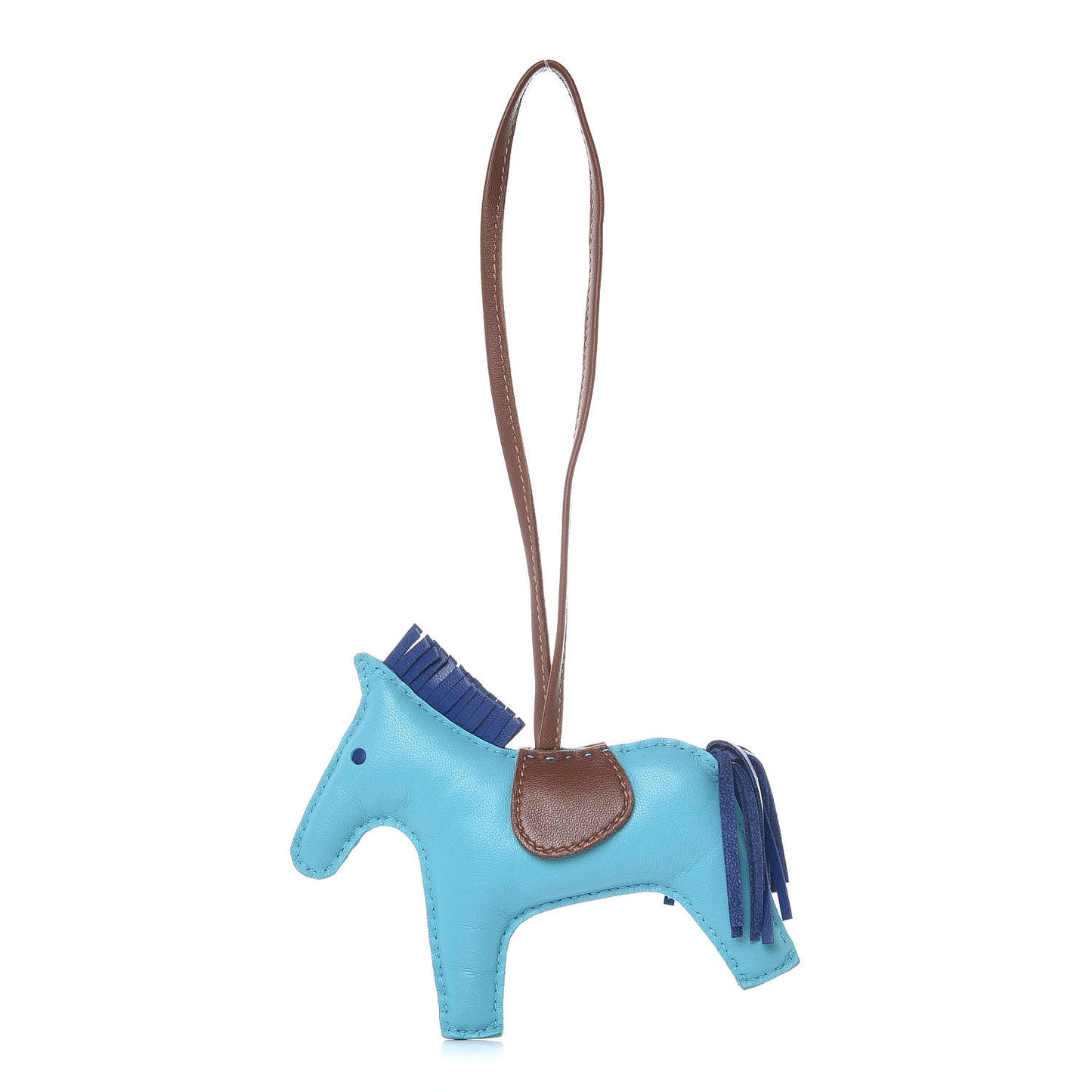 Milo Lambskin Grigri Rodeo Horse Bag Charm MM Bleu Azteque Bleu Electrique Fauve