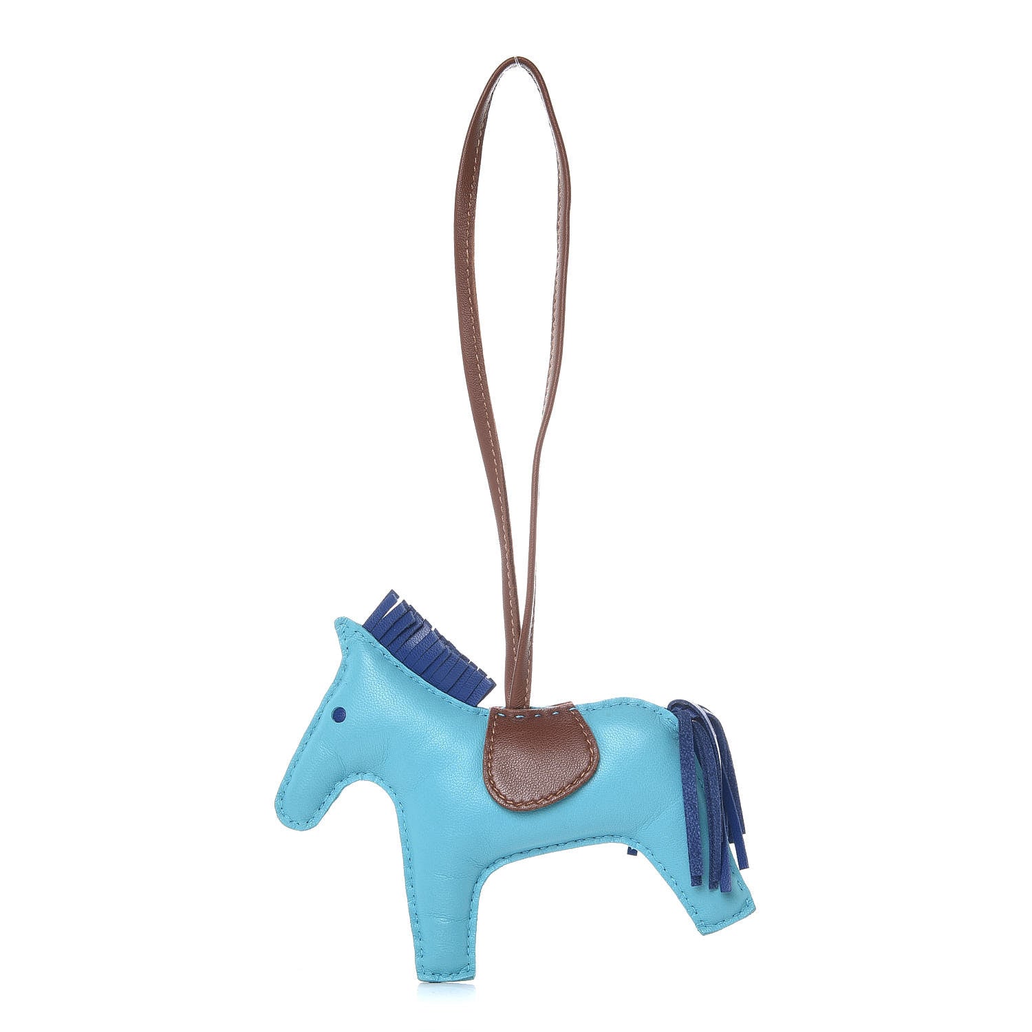 Hermes Milo Lambskin Grigri Rodeo Horse Bag Charm MM Bleu Azteque Bleu Electrique Fauve 1 of 3