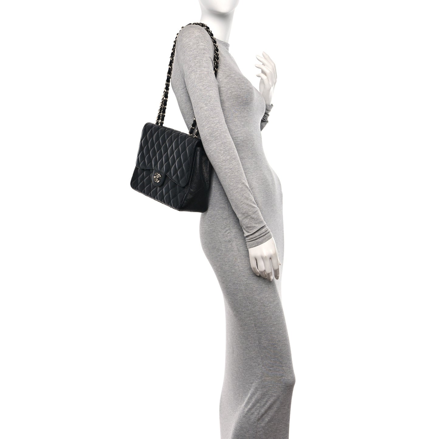 Caviar Quilted Jumbo Single Flap Black