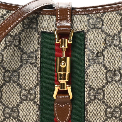Gucci GG Supreme Monogram Azalea Calfskin Web Mini Jackie 1961 Hobo Beige Ebony Brown Sugar 8 of 10