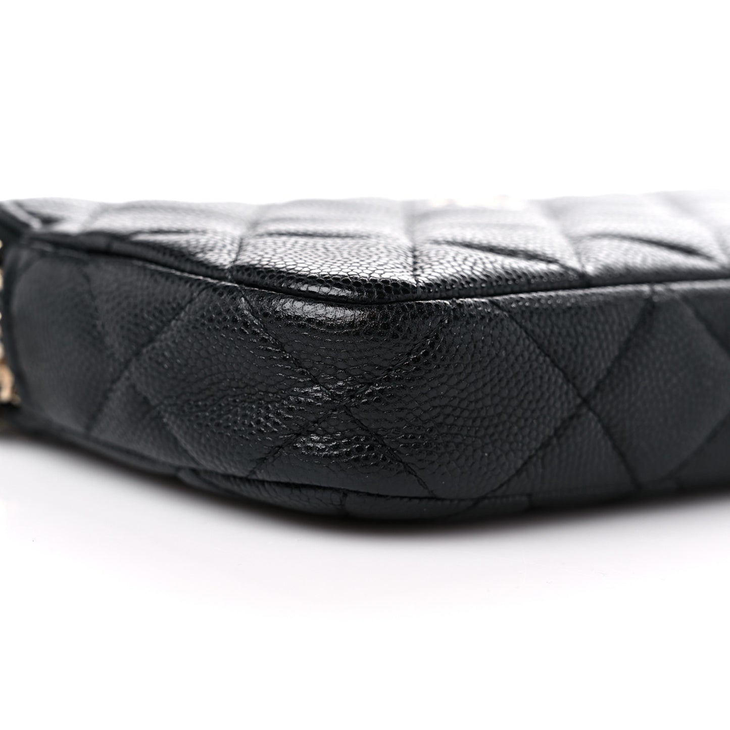 Caviar Quilted Small Clutch With Chain Black