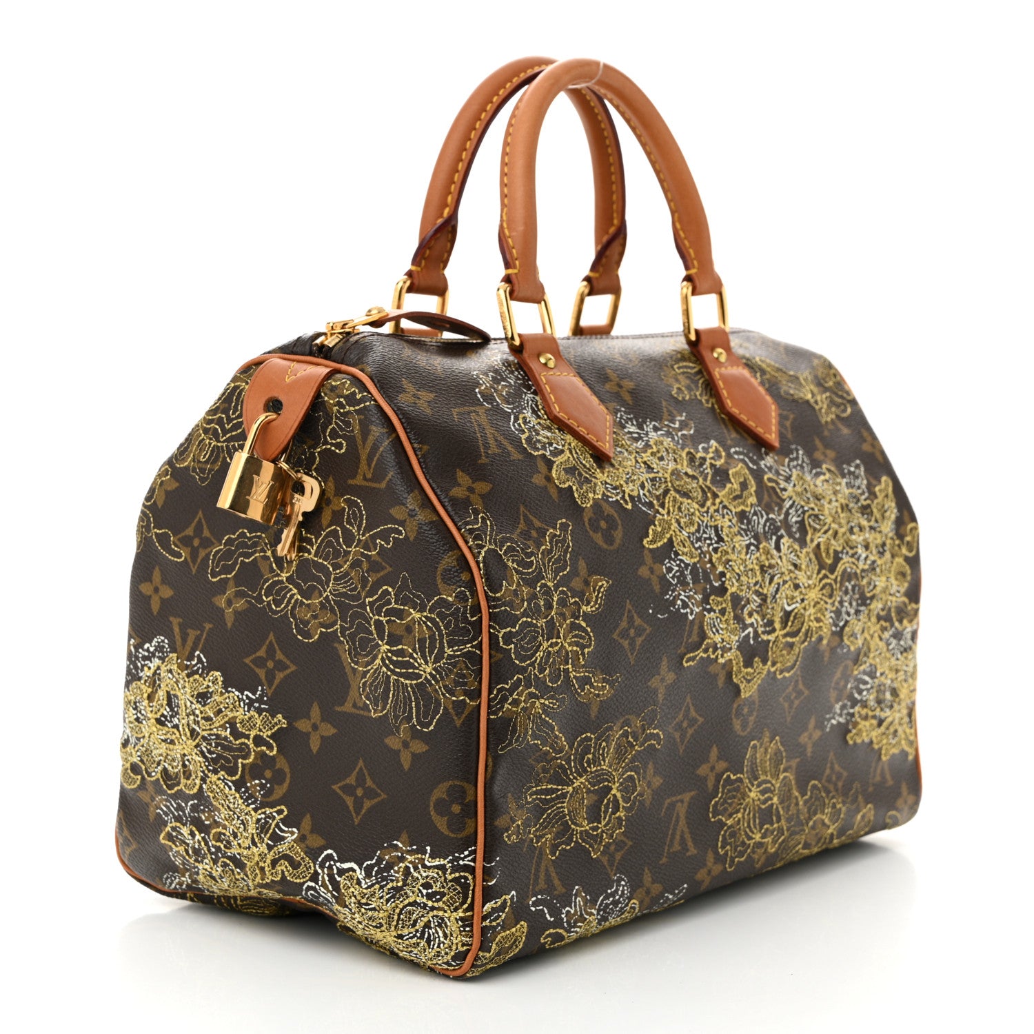 Louis Vuitton Monogram Dentelle Speedy 30 Gold 3 of 9