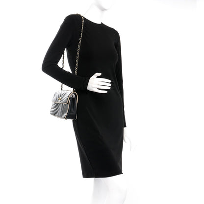 Chanel Lambskin Small Chevron Flap Black Beige 2 of 16